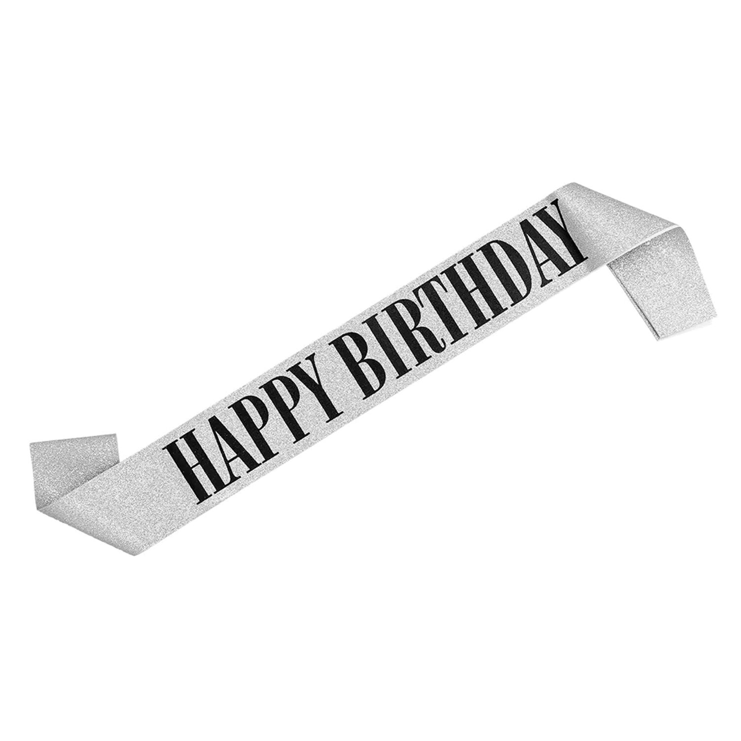 NEU Schrpe Happy Birthday, in Glitter-Silber Bild 2