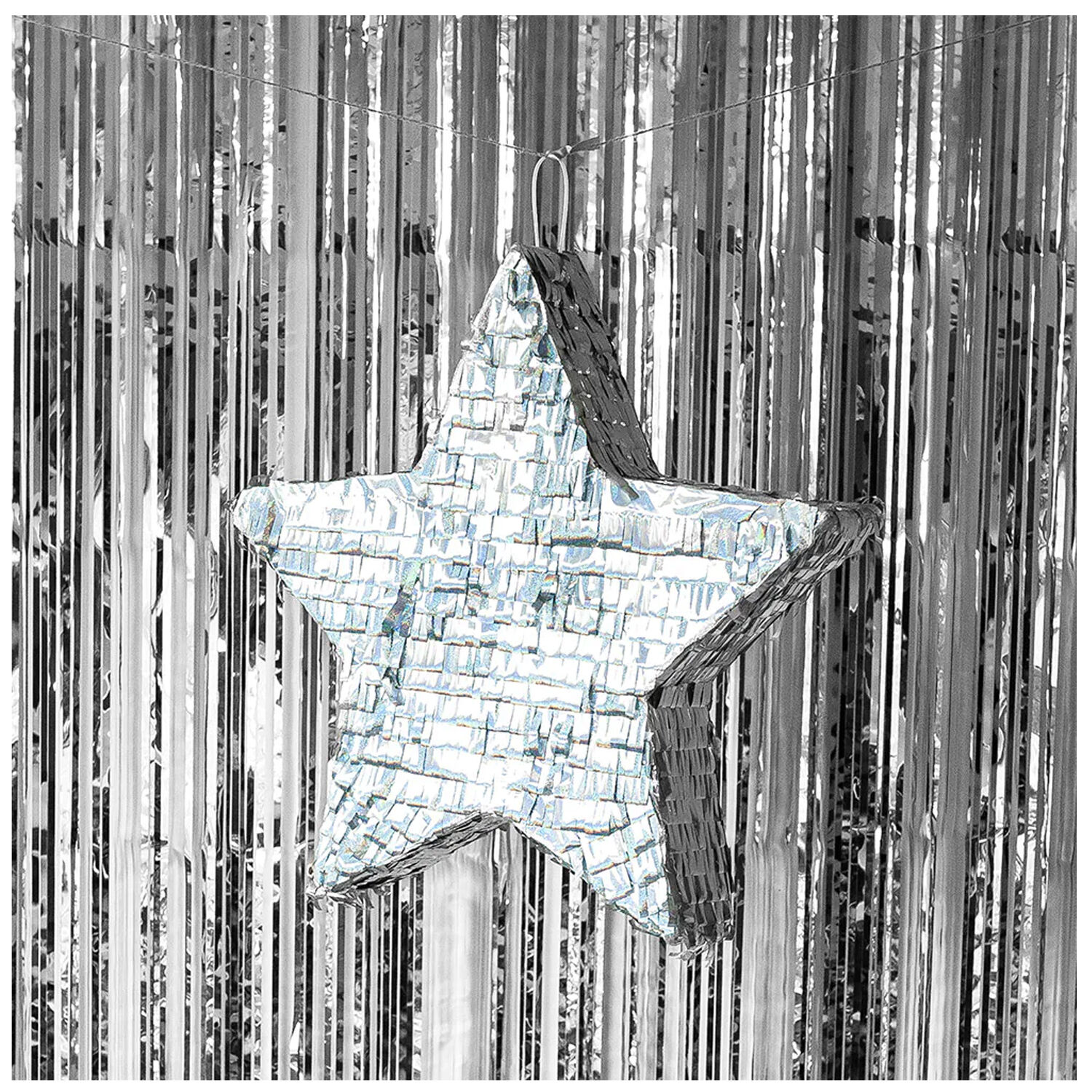 NEU Pinata Stern, mit Flitterfolie bedeckt, silber, 44x44cm Bild 2