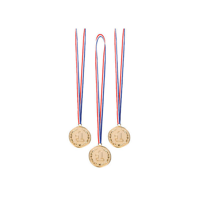 Medaillen '1' in gold am Band, 3 Stück