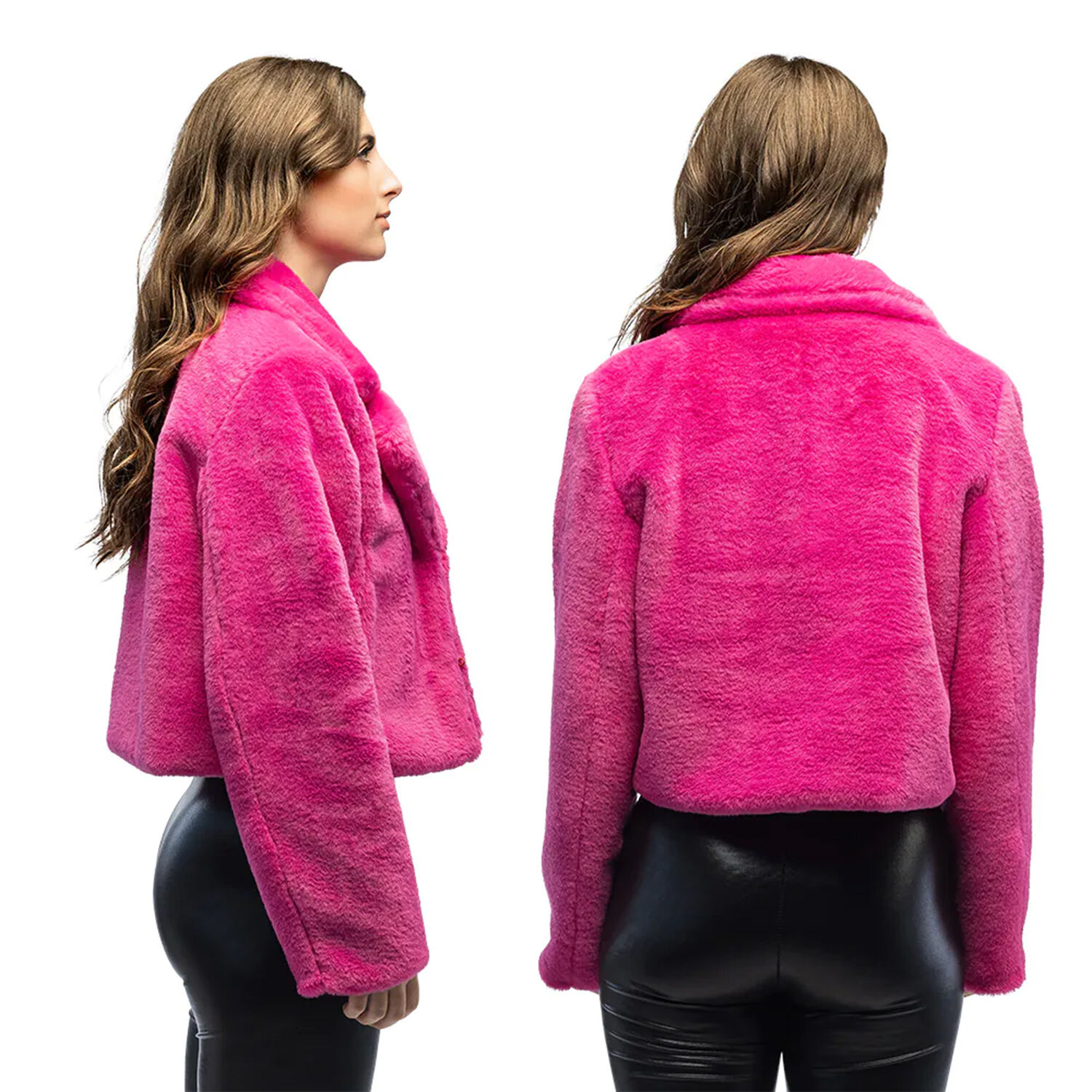 NEU Damen-Kost�m Pl�sch-Jacke kurz, pink, mit Taschen, Gr. M-L Bild 3