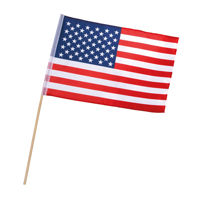 Fahne am Stab USA Party, 30x45cm - Partybedarf Amerika / USA