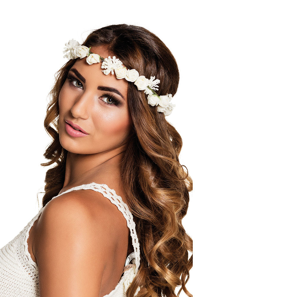 Haarband Ibiza, mit weißen Blüten