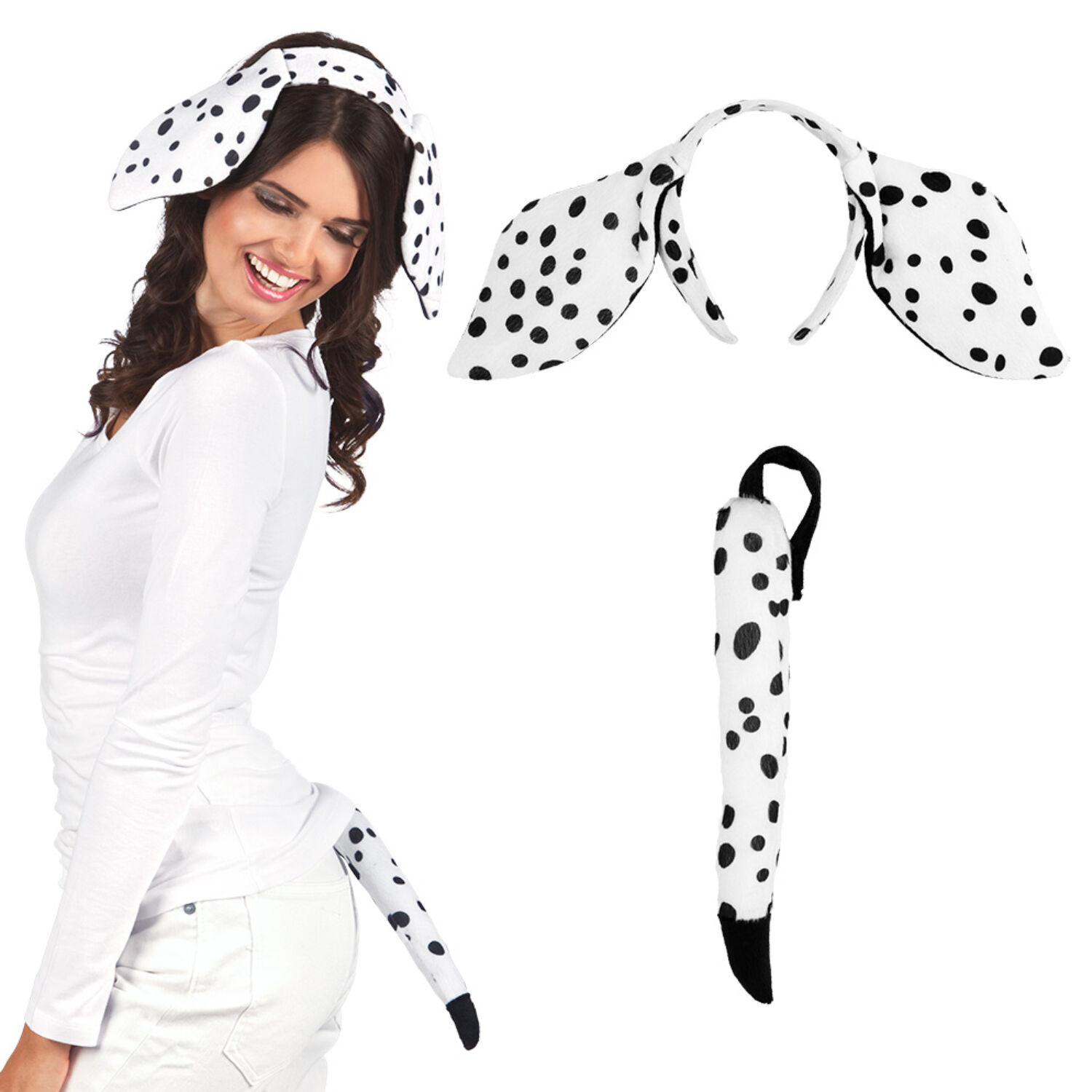 NEU Kostm-Set Dalmatiner, mit Ohren-Haarreif und Schwanz