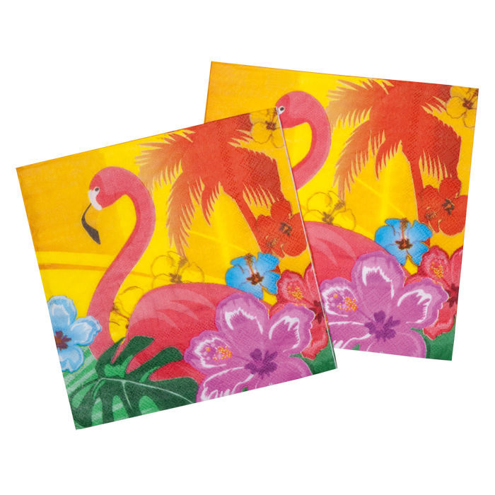 Servietten Hawaii Flamingo, 12 Stk. 33 x 33 cm