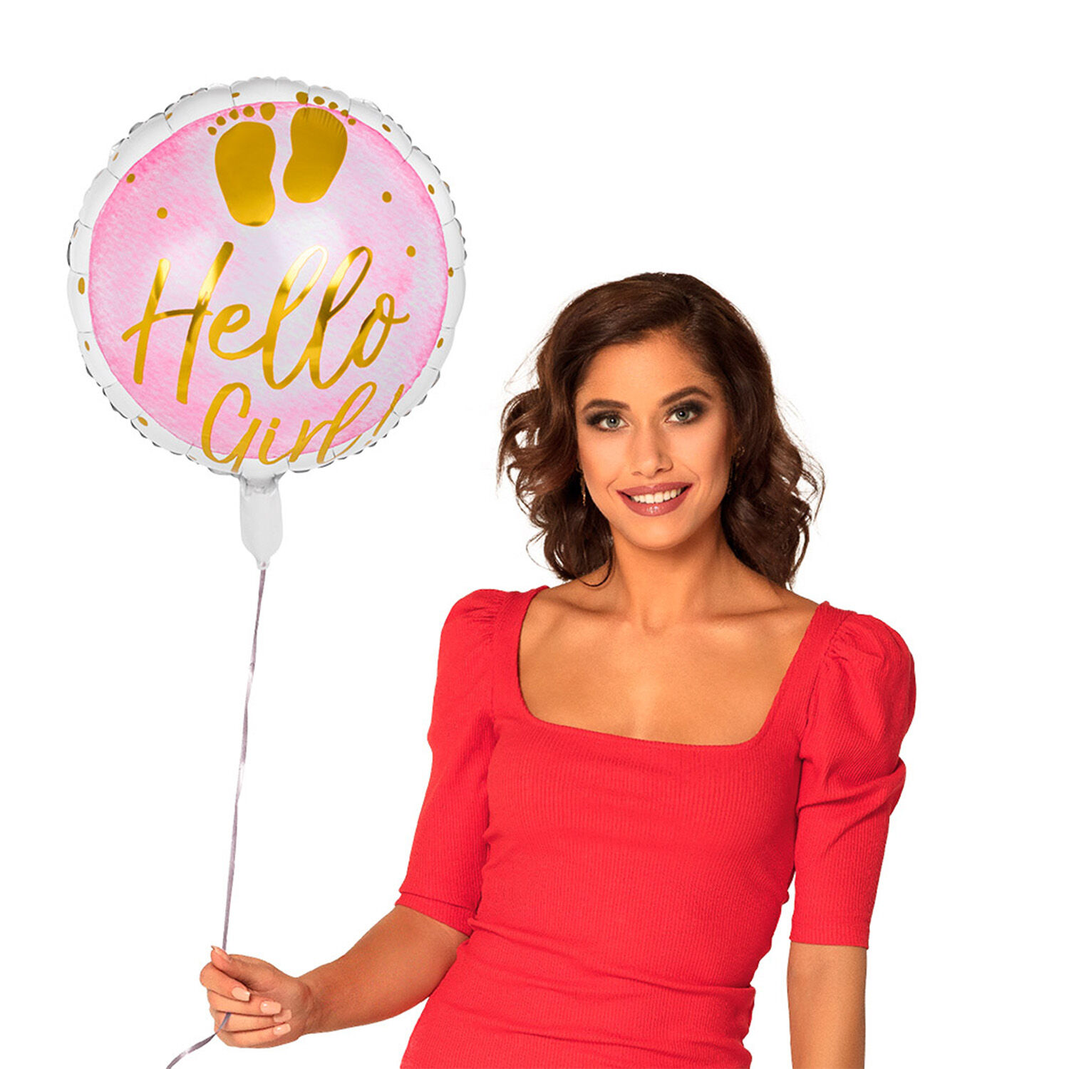 NEU Folienballon Hello Baby, rosa, ca. 45cm Bild 2