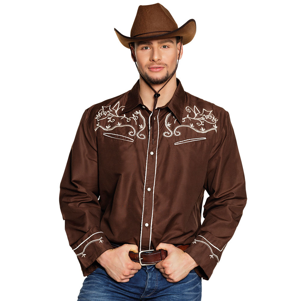 Herren-Hemd Cowboy, braun, Gr. XL
