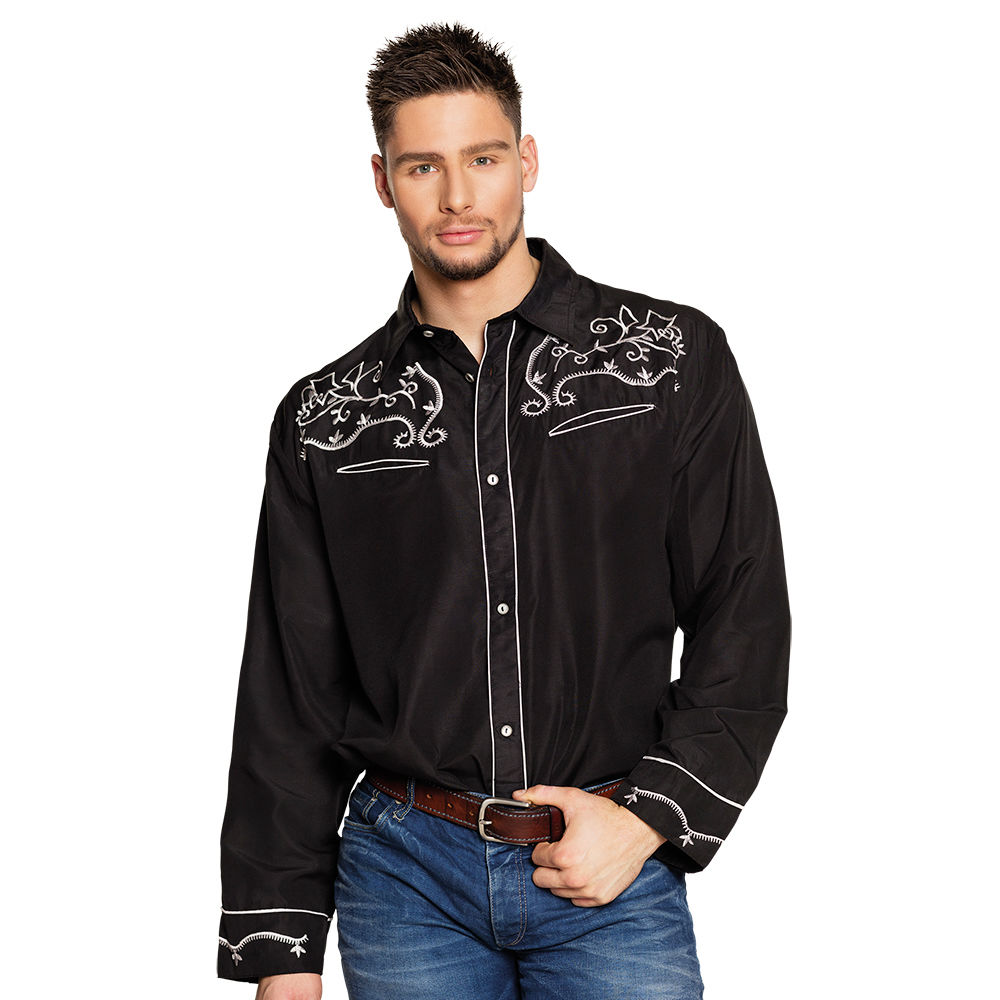SALE Herren-Hemd Cowboy, schwarz, Gr. M