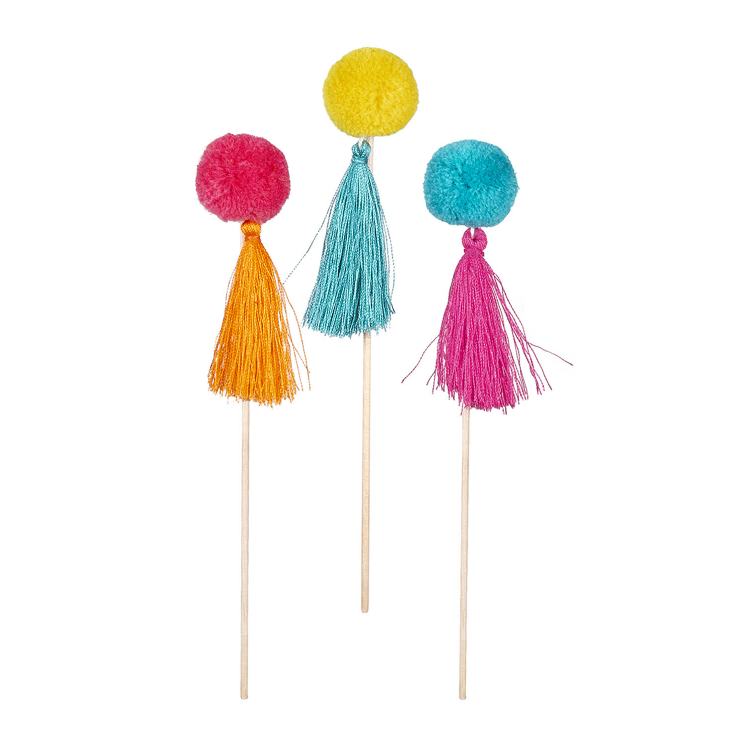 NEU Party-Picker Cocktail-Stbchen Lima mit Pompom, ca. 18cm, 6 Stck