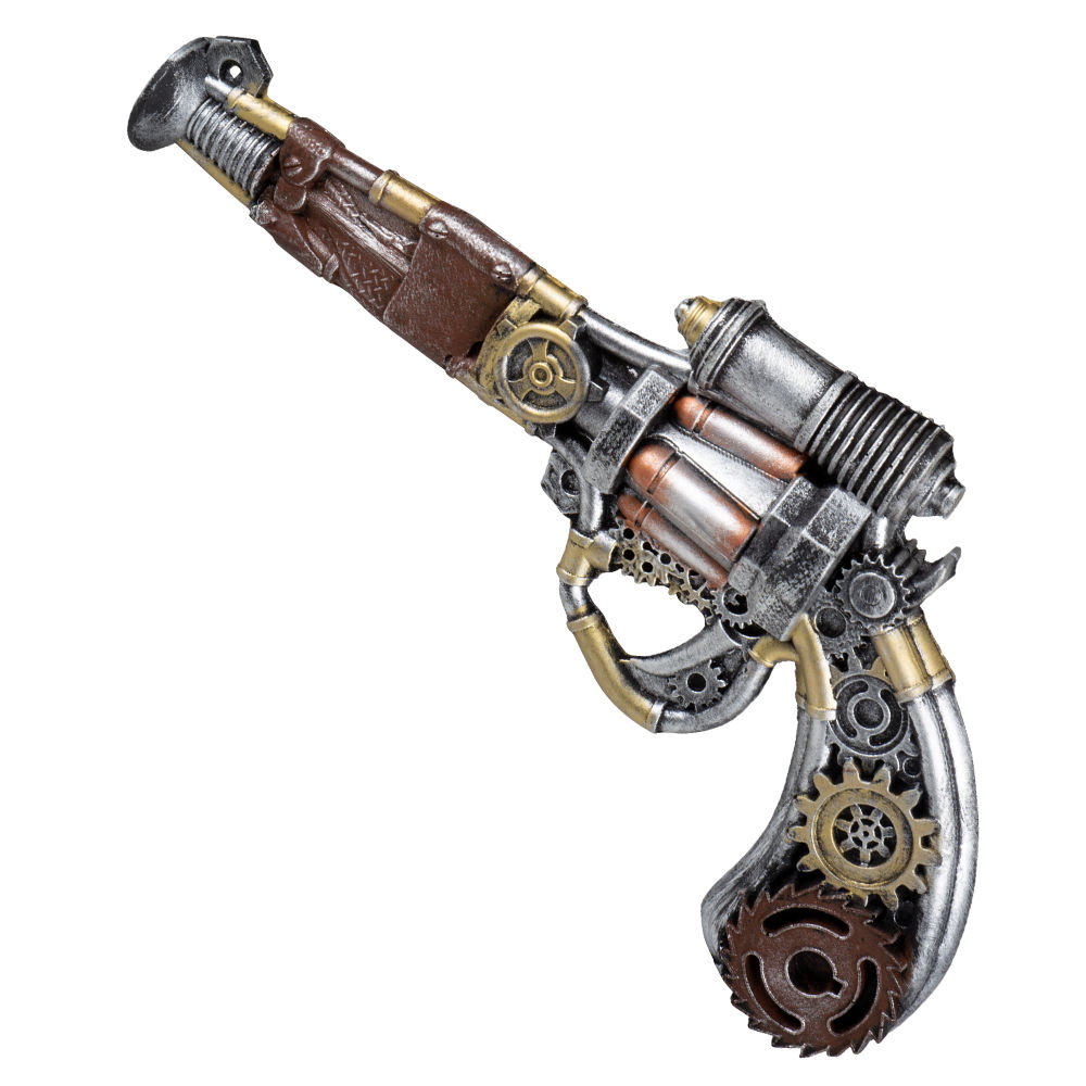 Pistole Steampunk, silber, 31 cm
