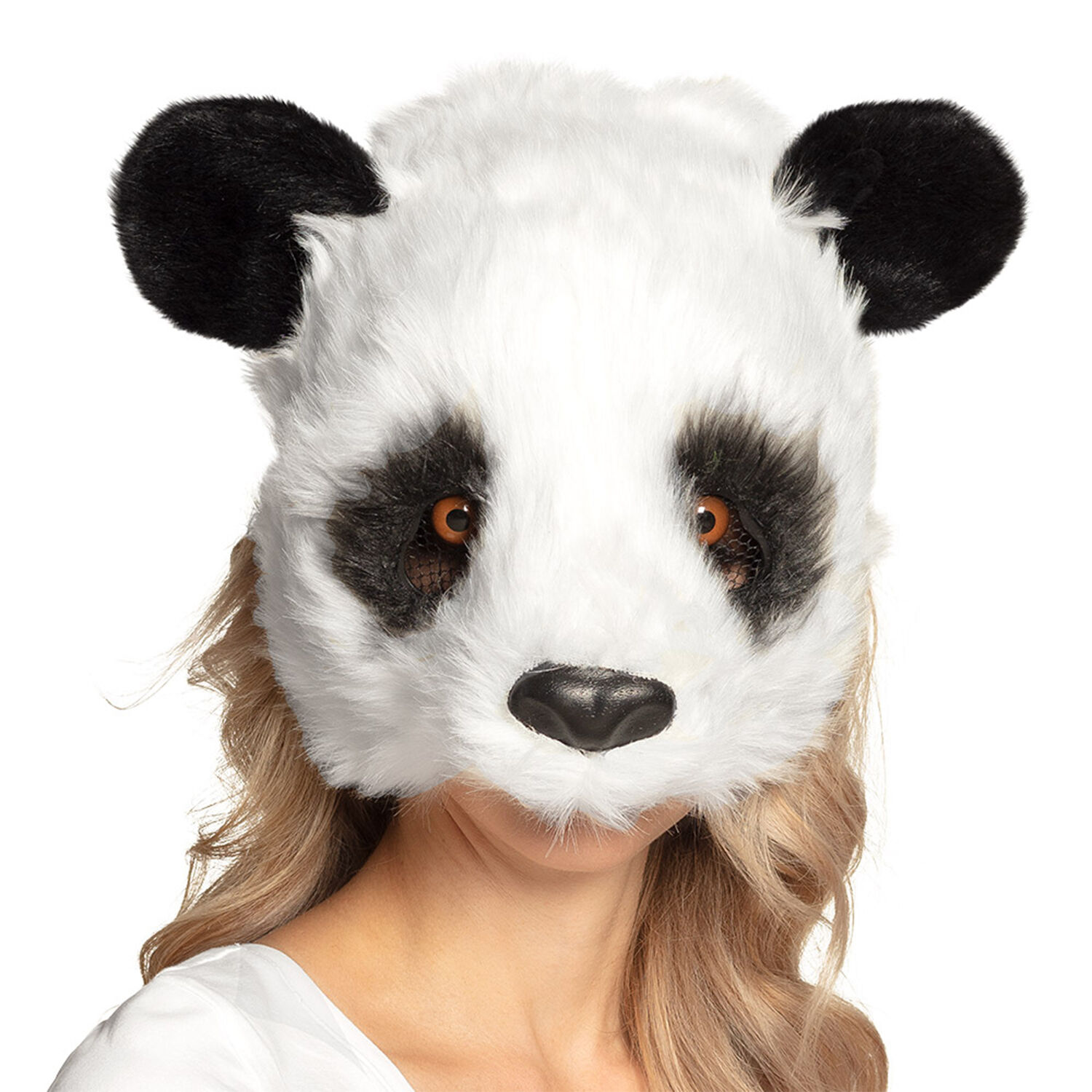NEU Plüsch-Halbmaske Panda, schwarz-weiß Bild 2