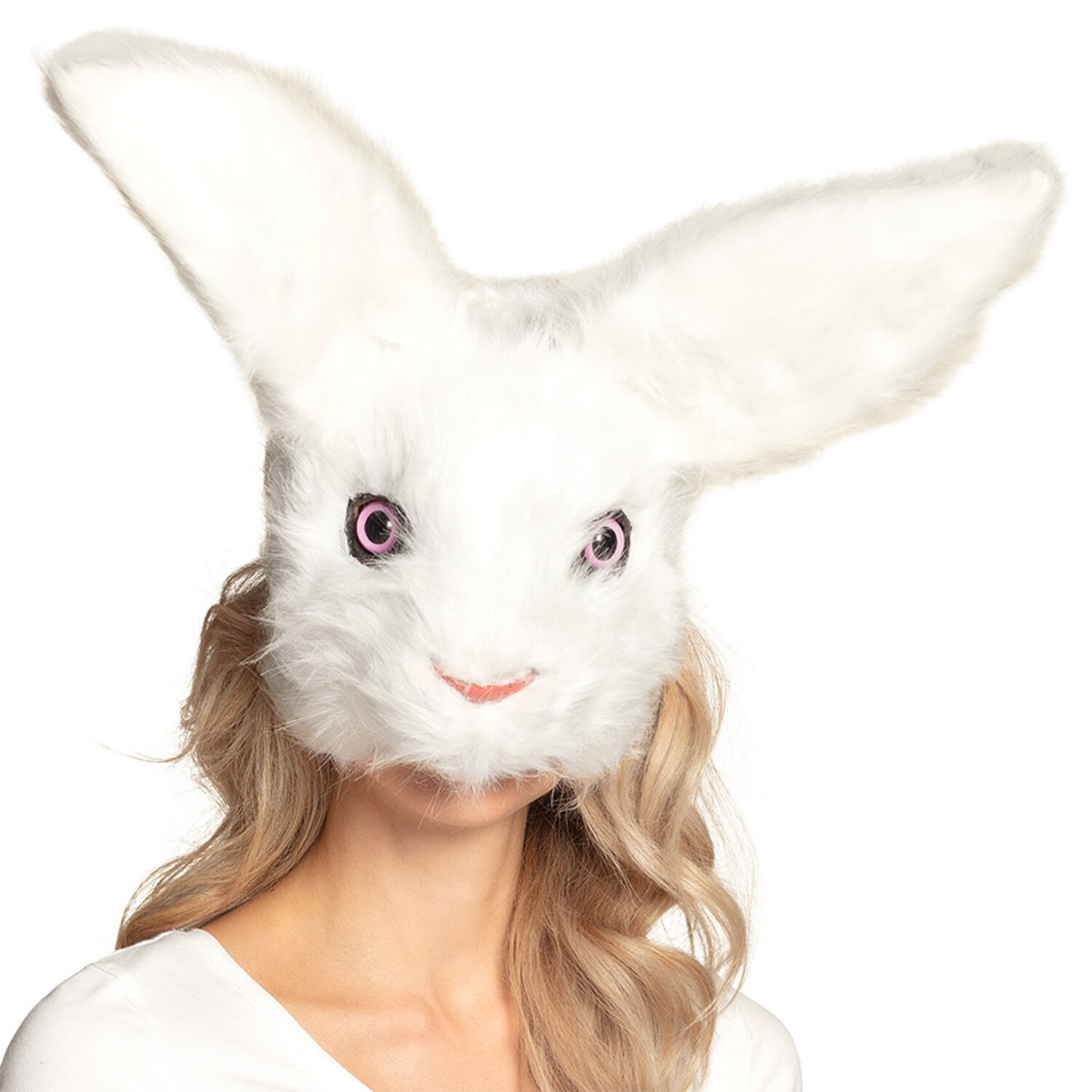 NEU Plsch-Halbmaske Hase / Kaninchen, wei Bild 2