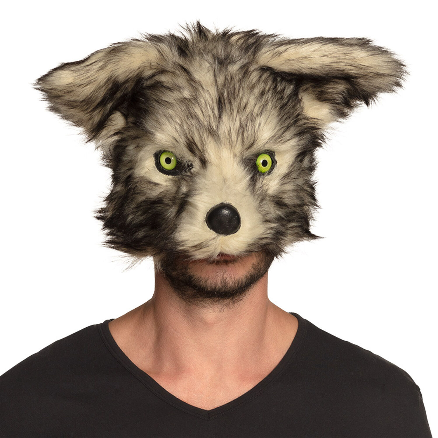 NEU Plüsch-Halbmaske Wolf / Werwolf, braun meliert Bild 2