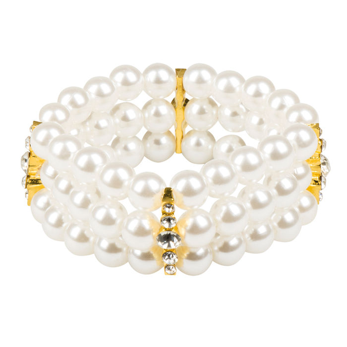 Armband mit Perlen, weiß-gold