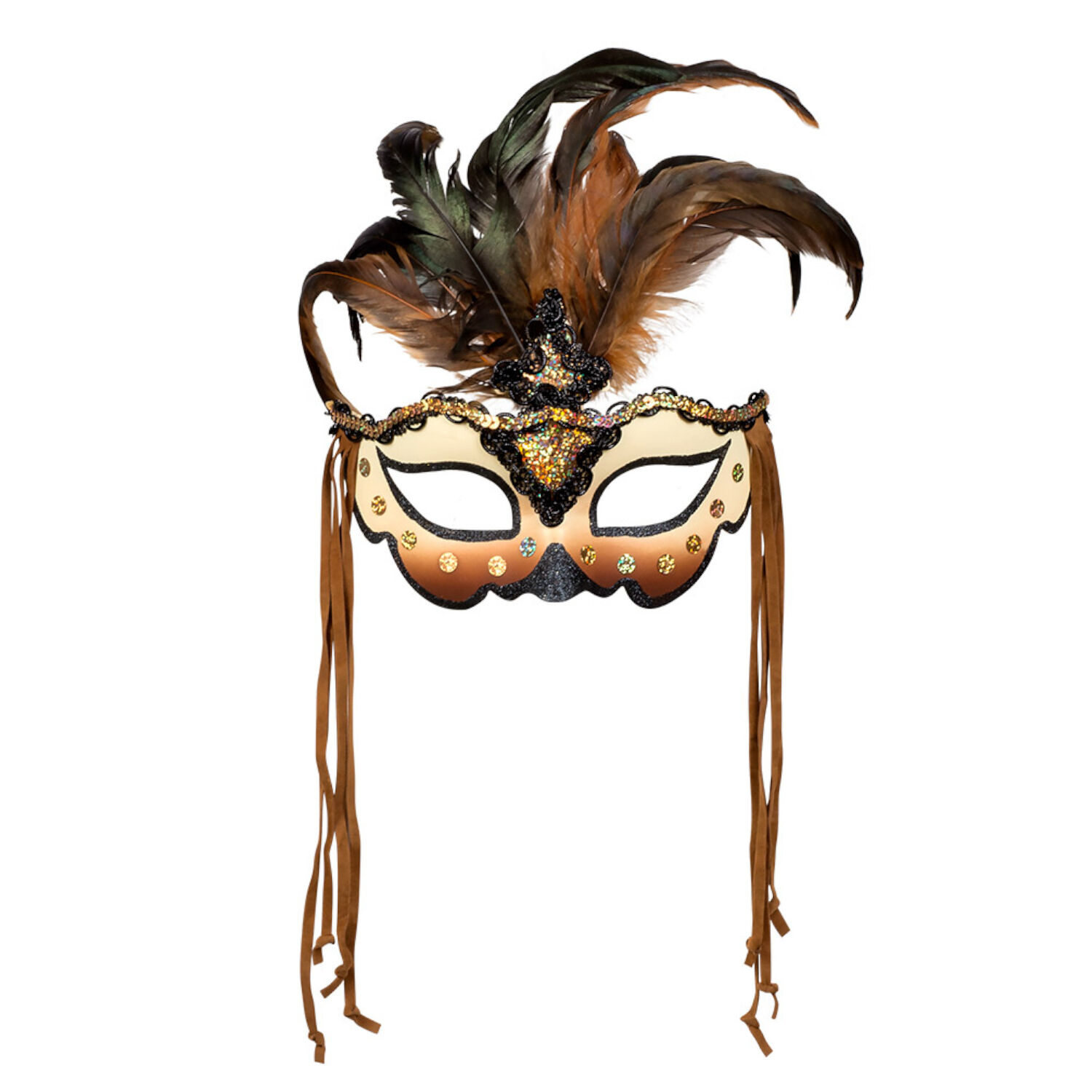 Maske Voodoo Mamba, Halbmaske mit Federn