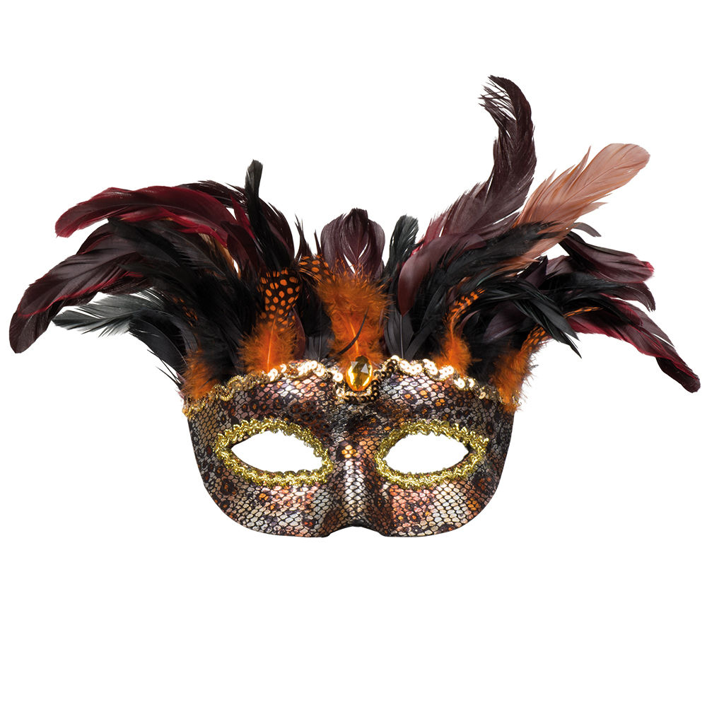 Maske Voodoo Marasa, Halbmaske mit Federn