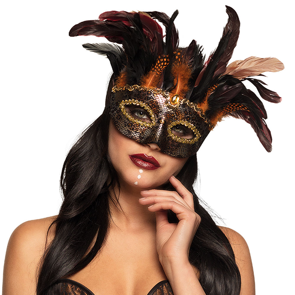 Maske Voodoo Marasa, Halbmaske mit Federn Bild 2