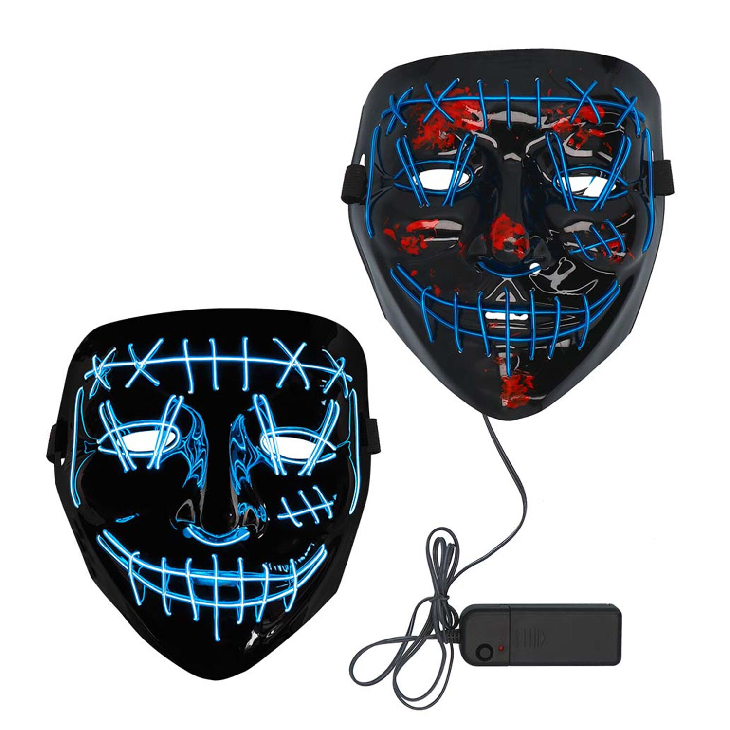 NEU Halloween-Maske Killer-Smile blau, mit LED-Beleuchtung Bild 3