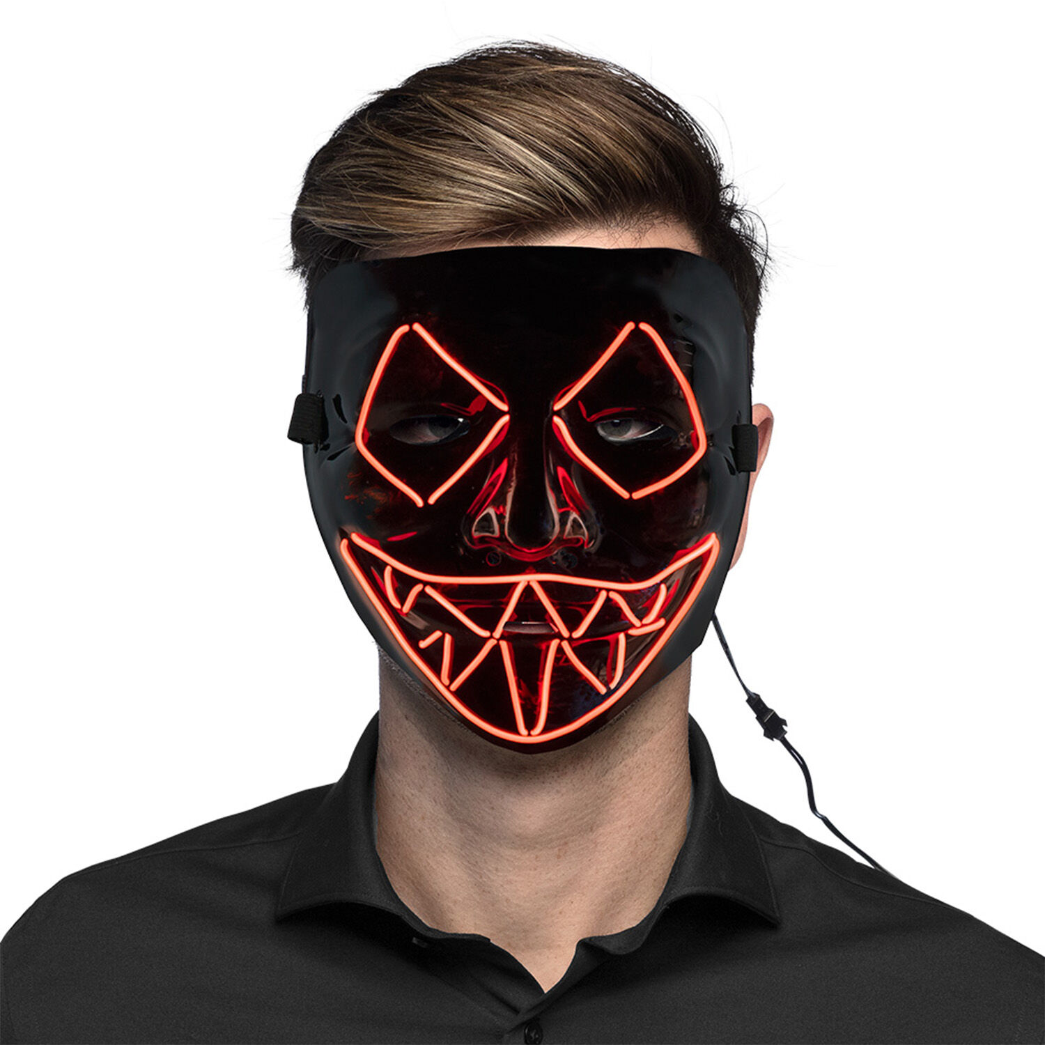 NEU Halloween-Maske Killer-Smile rot, mit LED-Beleuchtung