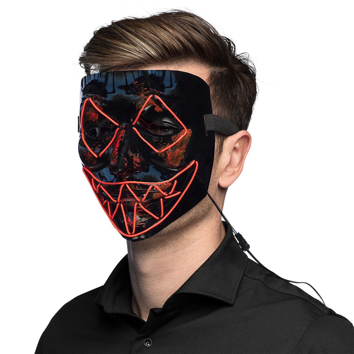 NEU Halloween-Maske Killer-Smile rot, mit LED-Beleuchtung Bild 2