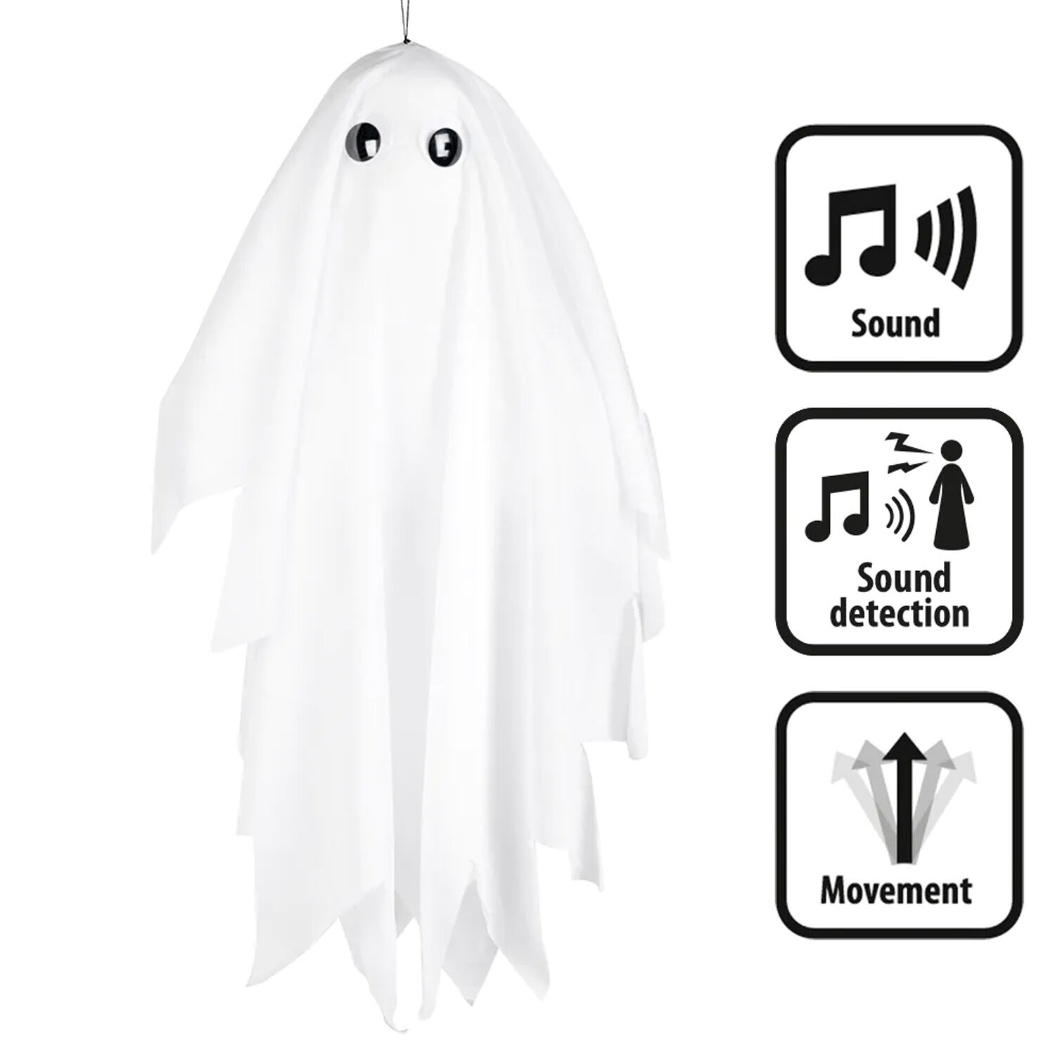 NEU Halloween Deko Figur Schttelgeist, mit Bewegung, Soundsteuerung, Geruschen, 48cm