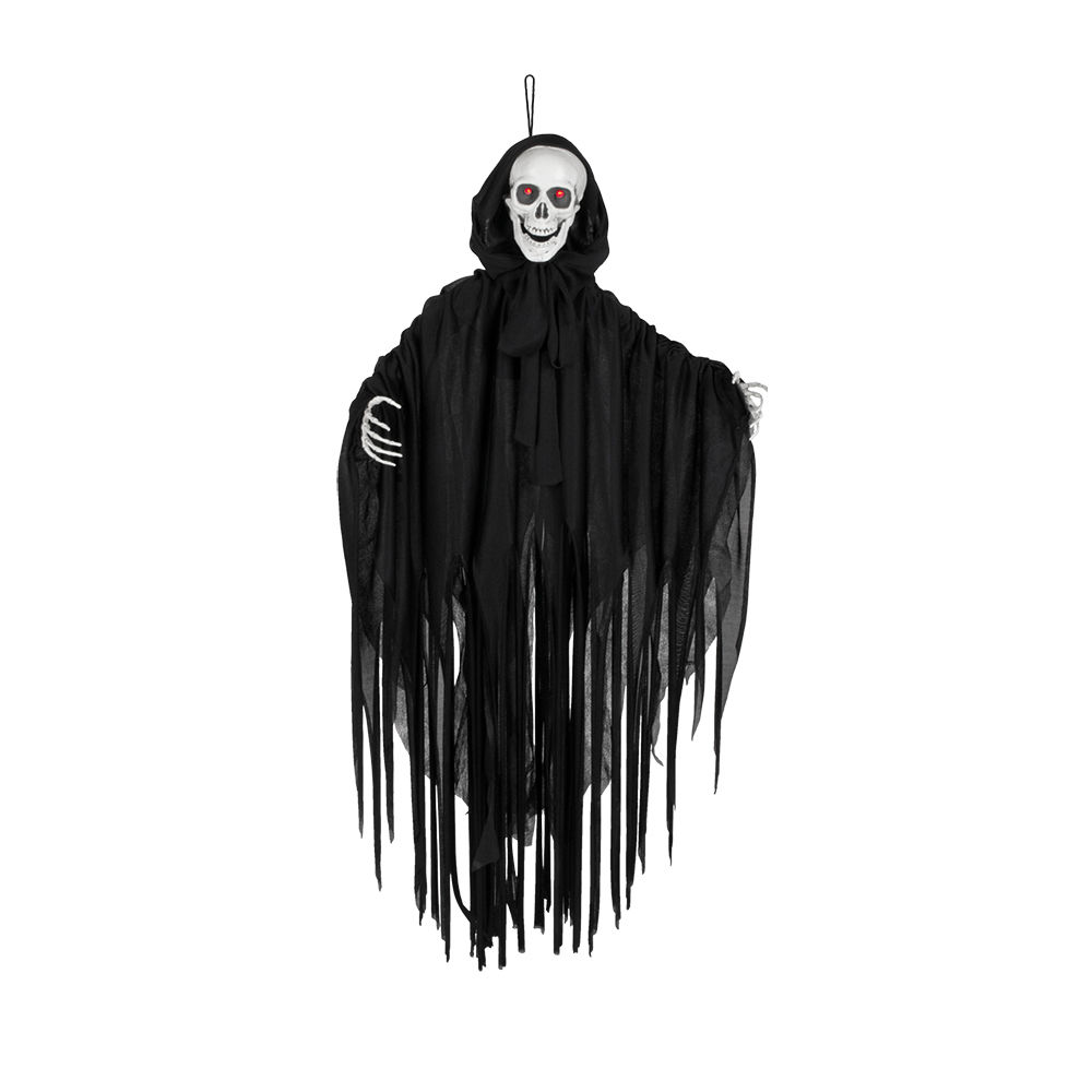 Skelett mit schwarzem Umhang, hängend, 90 cm