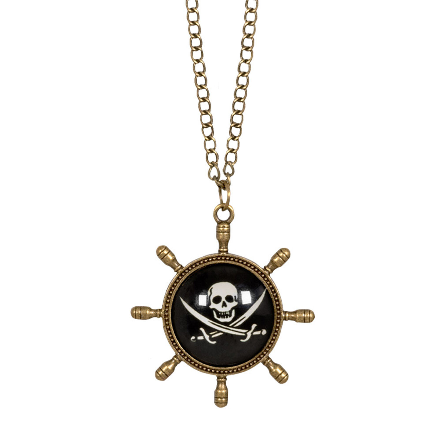 NEU Kette Pirat mit Totenkopf-Medallion, schwarz-gold Bild 3