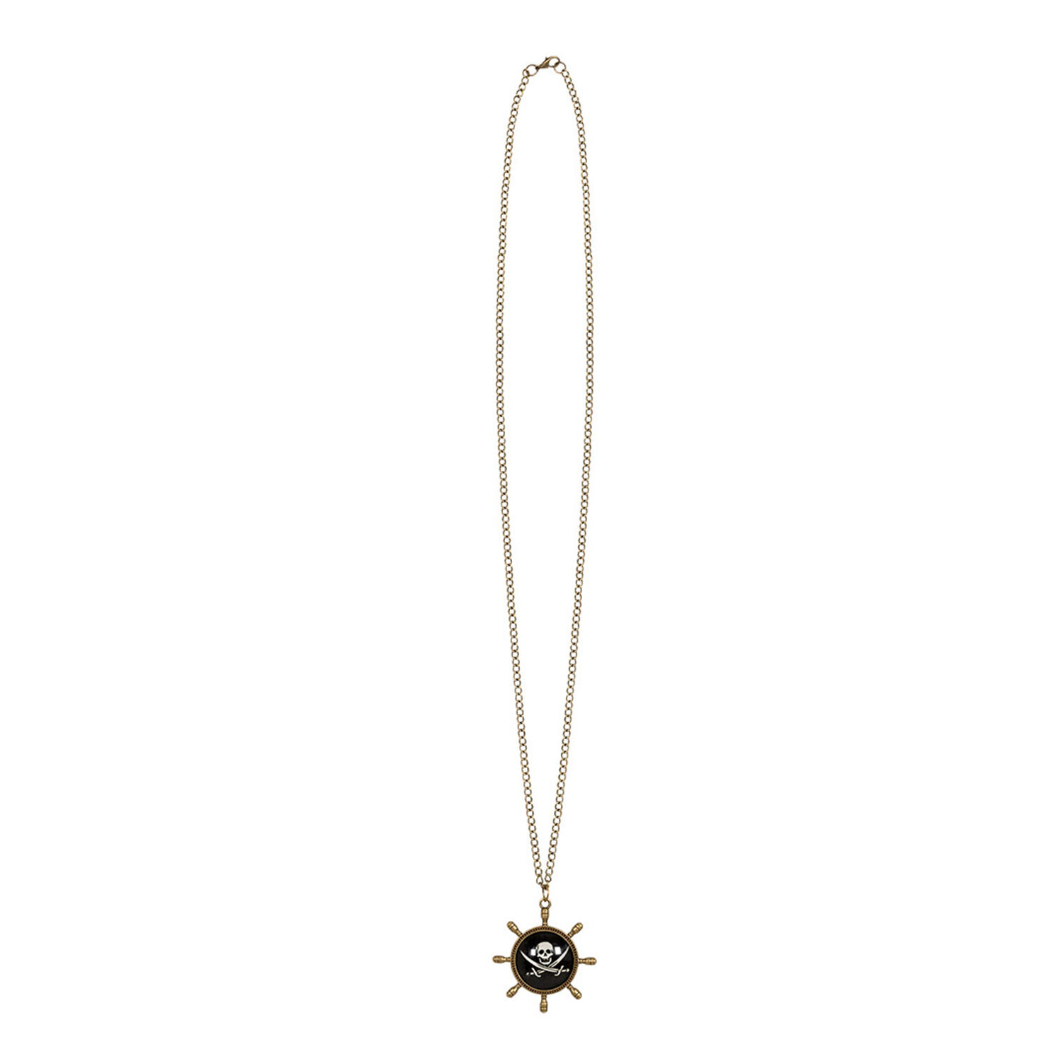 NEU Kette Pirat mit Totenkopf-Medallion, schwarz-gold