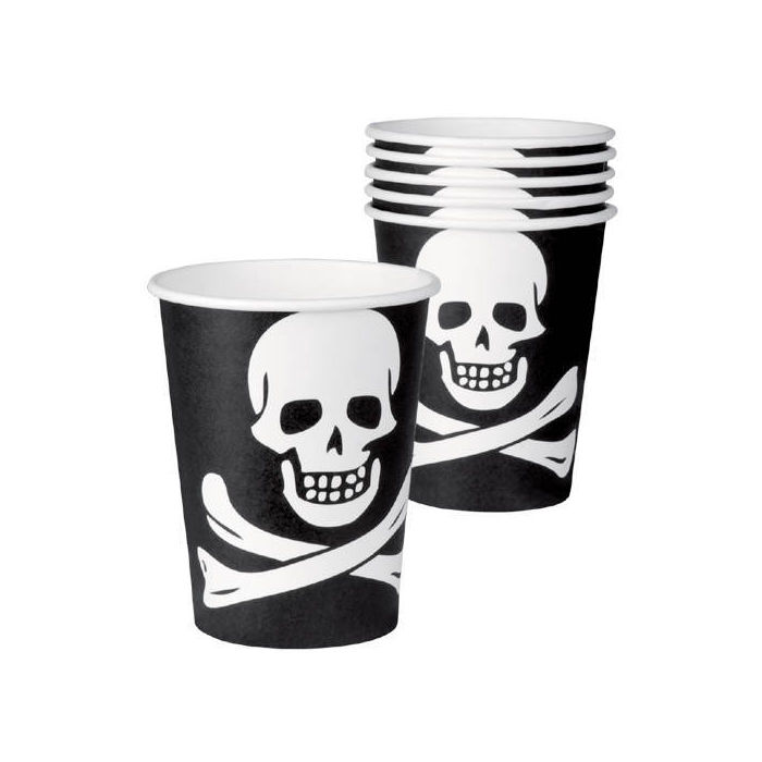 NEU Papp-Becher mit Totenkopf, schwarz, ca. 210ml, 10 Stck