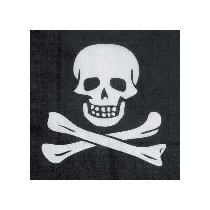 SALE Servietten Pirat Totenkopf schwarz 33x33cm 12 Stk.