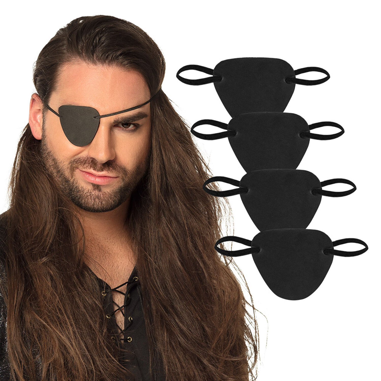 NEU Set Piraten-Augenklappen, schwarz, 4 Stck