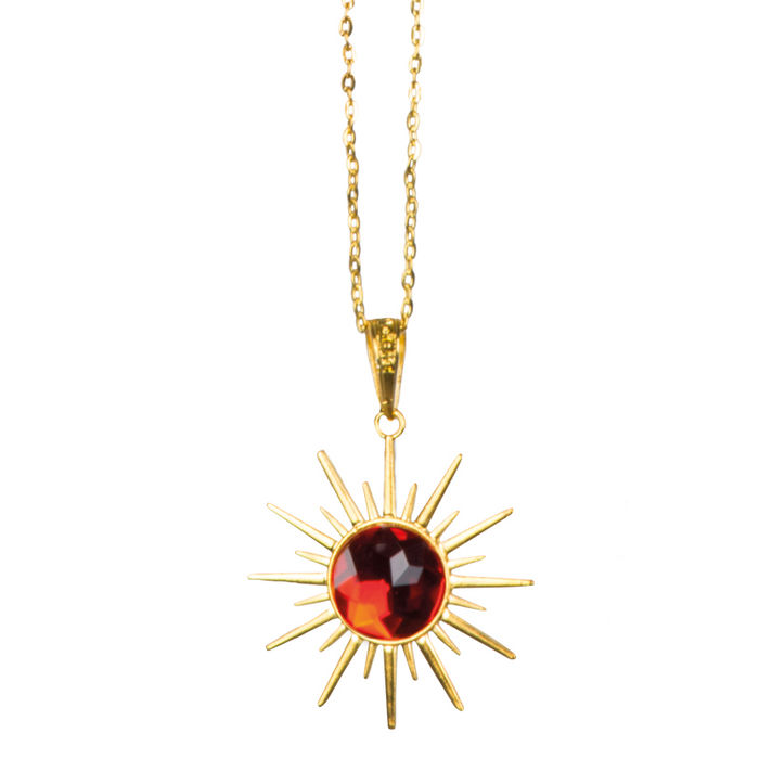 SALE Kette Dracula, gold mit rotem Stein