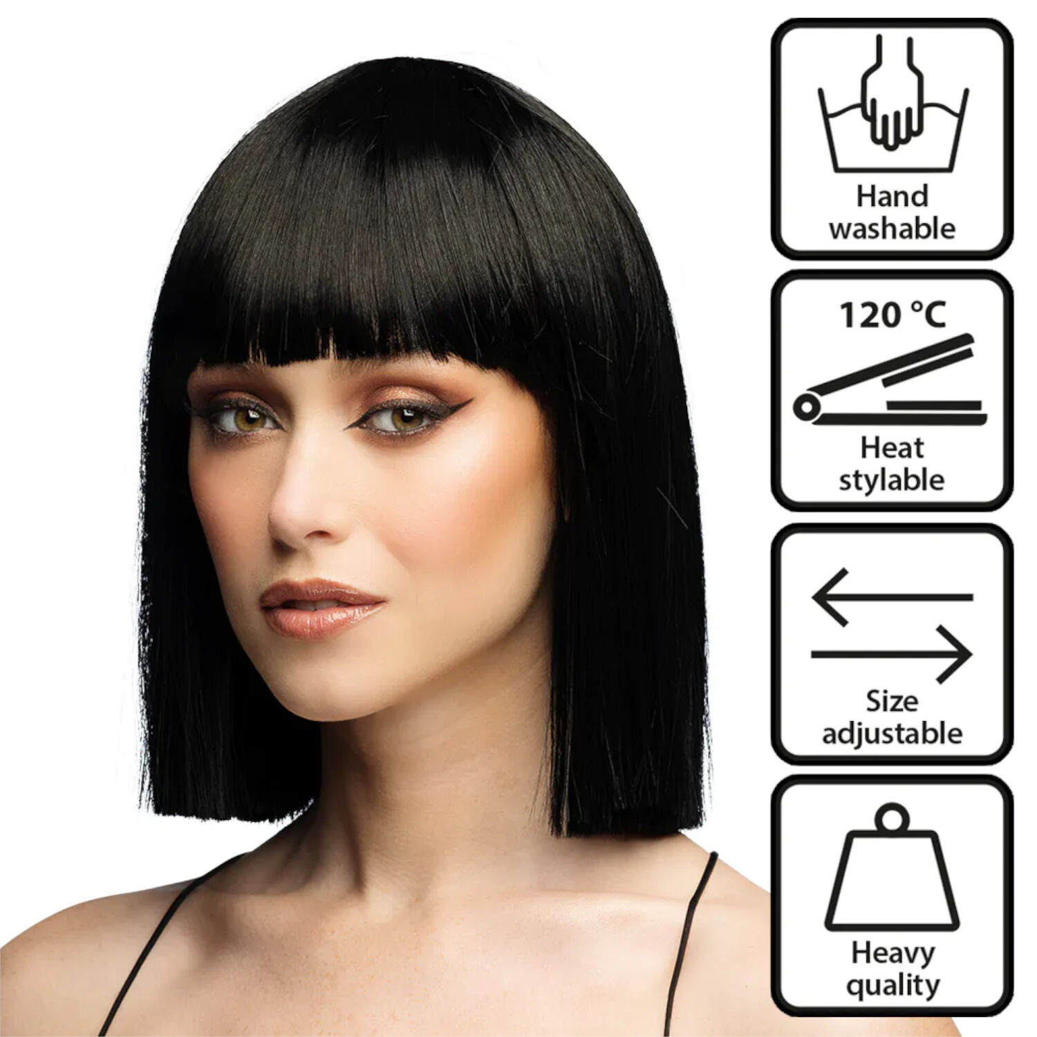 Per�cke Damen Djamilla, Longbob, Premium-Qualit�t, Schwarz Bild 2