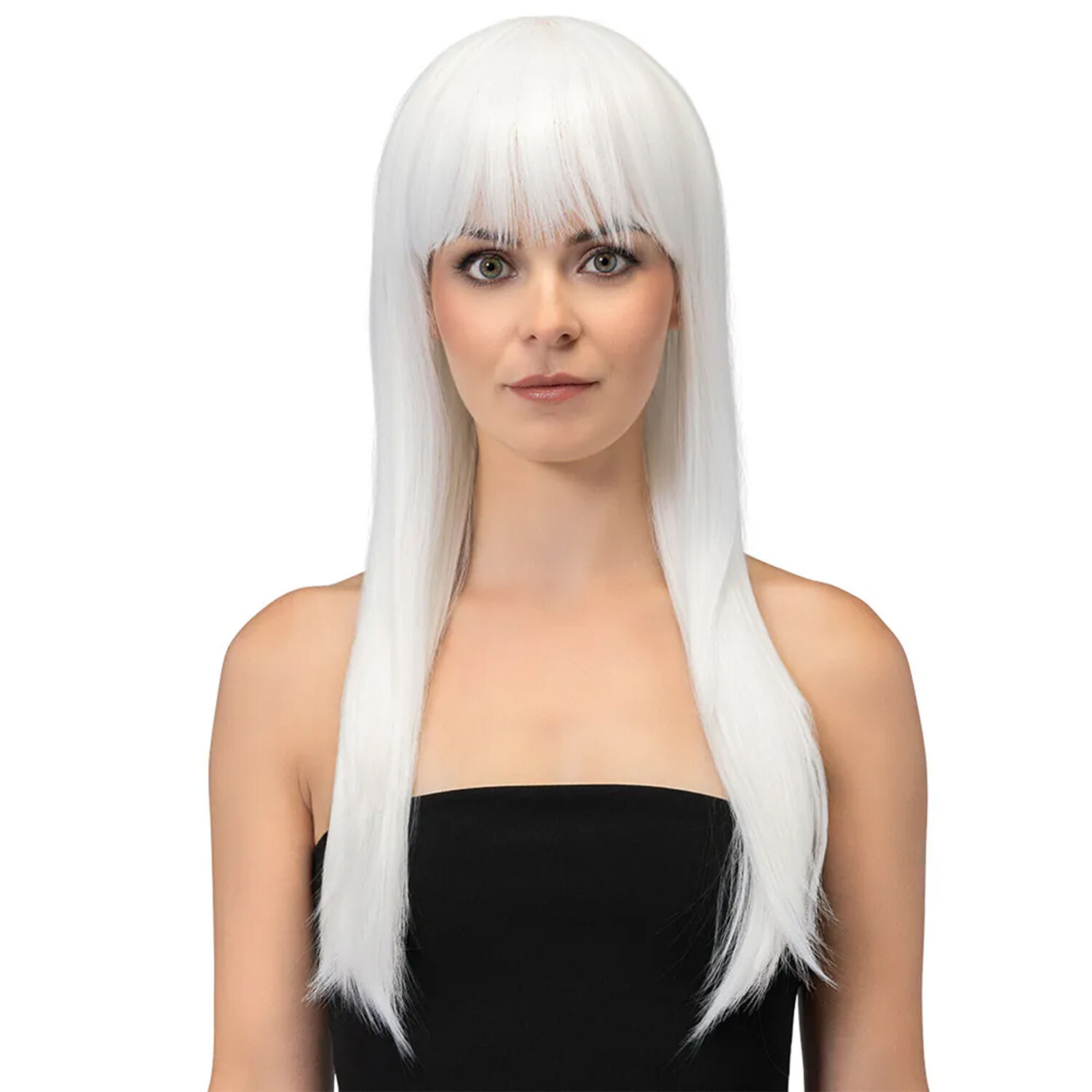 NEU Per�cke Valerina, Langhaar mit Pony, weiss, Premium-Qualit�t