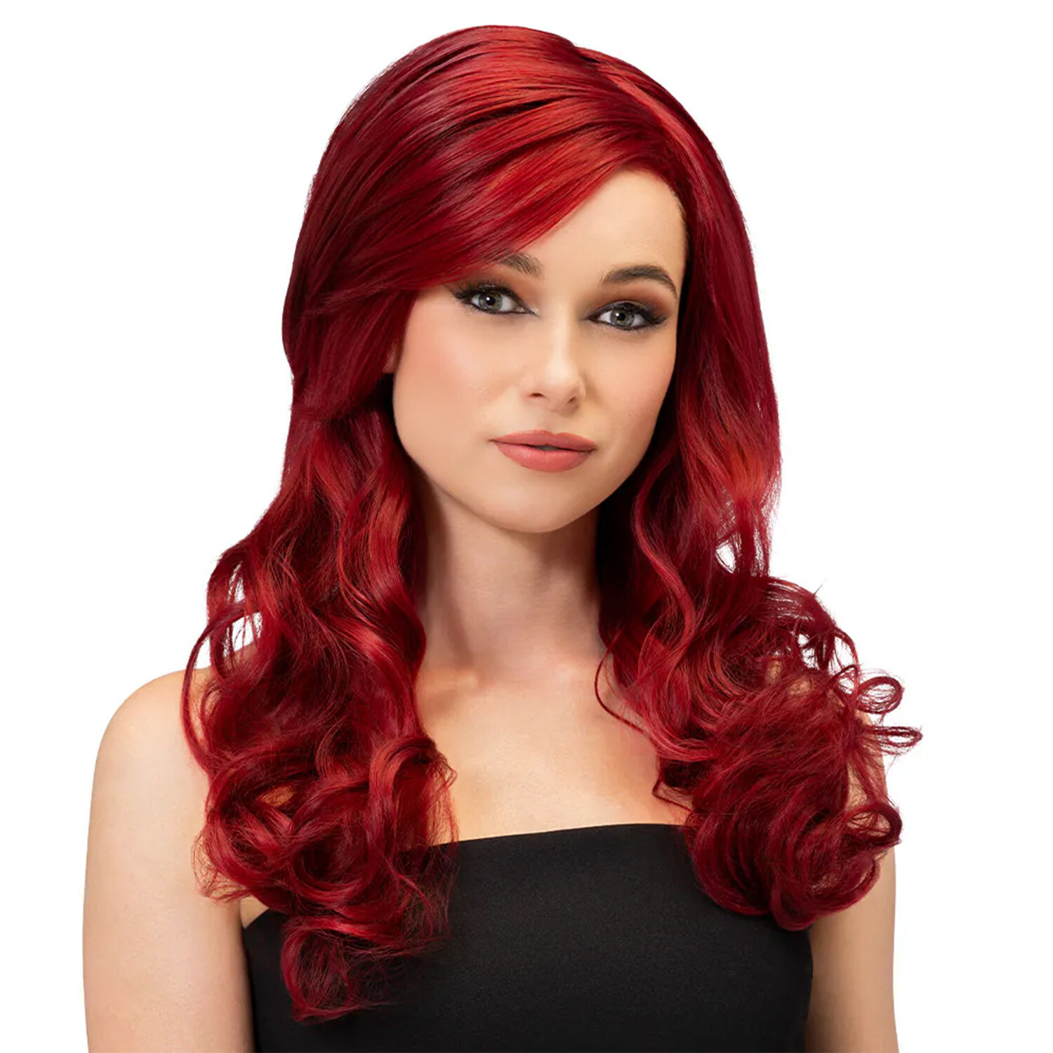 NEU Per�cke Julietta, Langhaar gewellt, bordeauxrot, Premium-Qualit�t