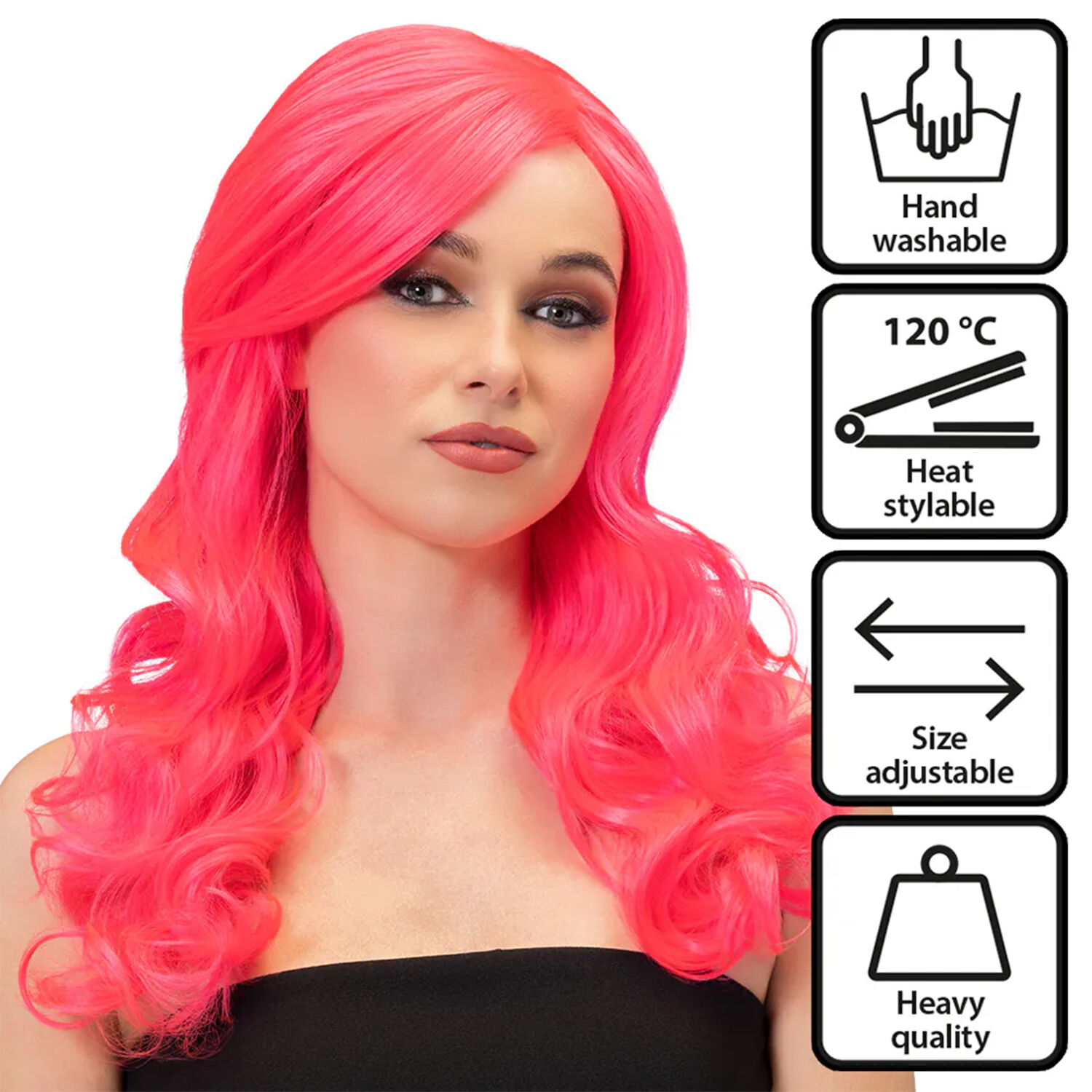 NEU Per�cke Julietta, Langhaar gewellt, neon-pink, Premium-Qualit�t Bild 4