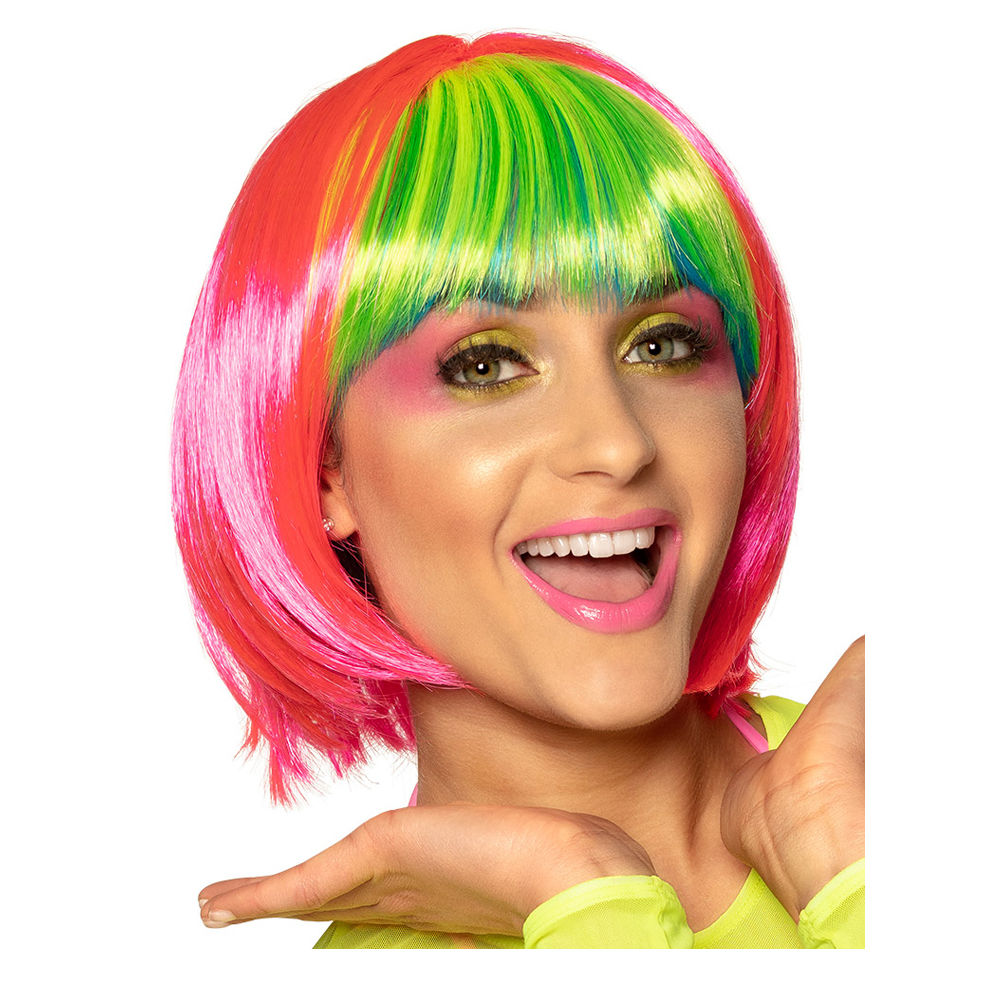 SALE Percke Damen Foxy Bob, Pagenkopf mit Pony Candy Style Neon Poppy, pink-bunt
