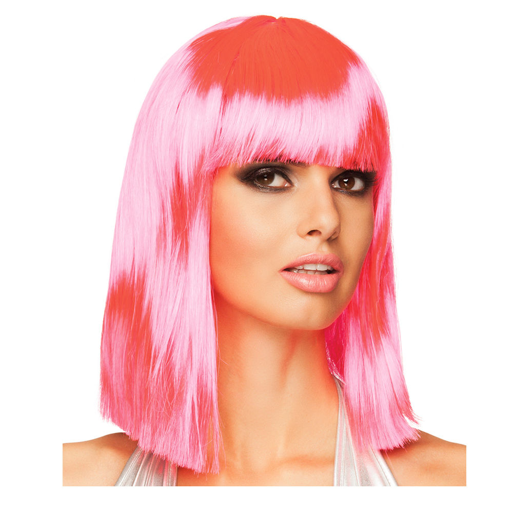 Percke Damen Longbob, Pagenkopf mit Pony, Dance, neon rosa