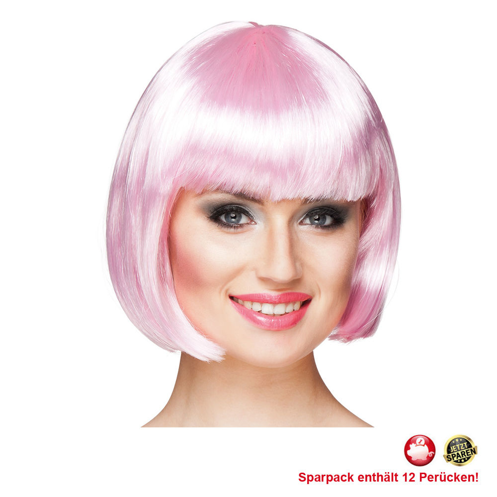 Percke Damen Foxy Bob, Pagenkopf mit Pony, Cabaret, rosa - SPARPACK mit 12 Stck