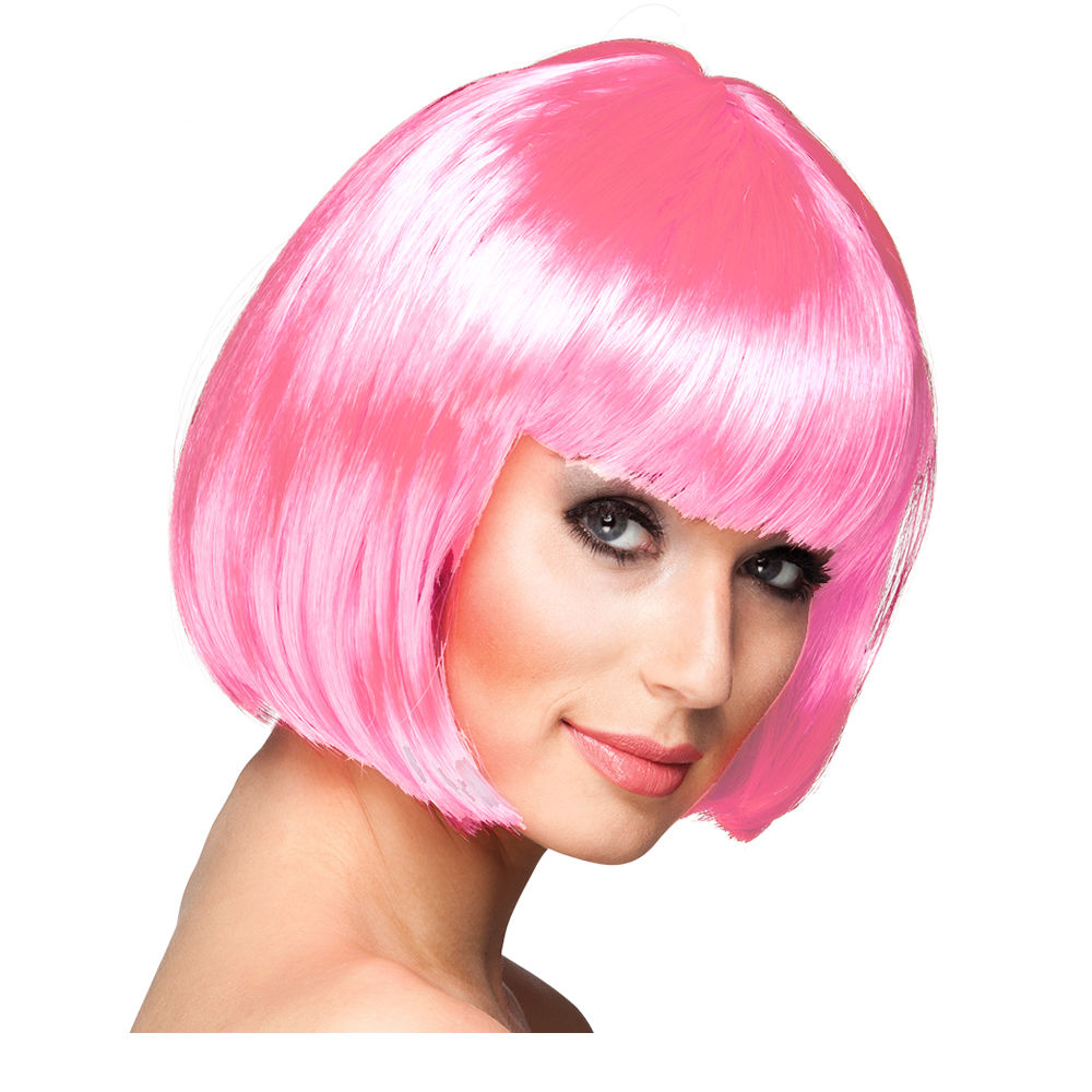 Perücke Damen Foxy Bob, Pagenkopf mit Pony, Cabaret, pink - mit Haarnetz Bild 2