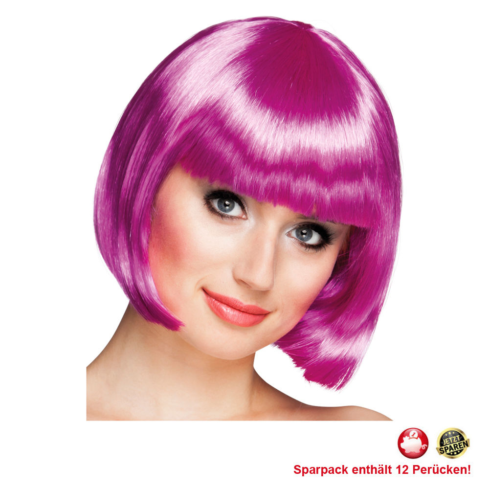 Percke Damen Foxy Bob, Pagenkopf mit Pony, Cabaret, magenta - SPARPACK mit 12 Stck