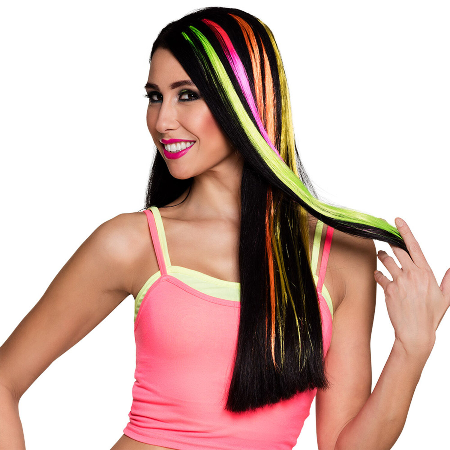 NEU Haarsträhne neonfarben, 1 Stück, 4-farbig sortiert Bild 2