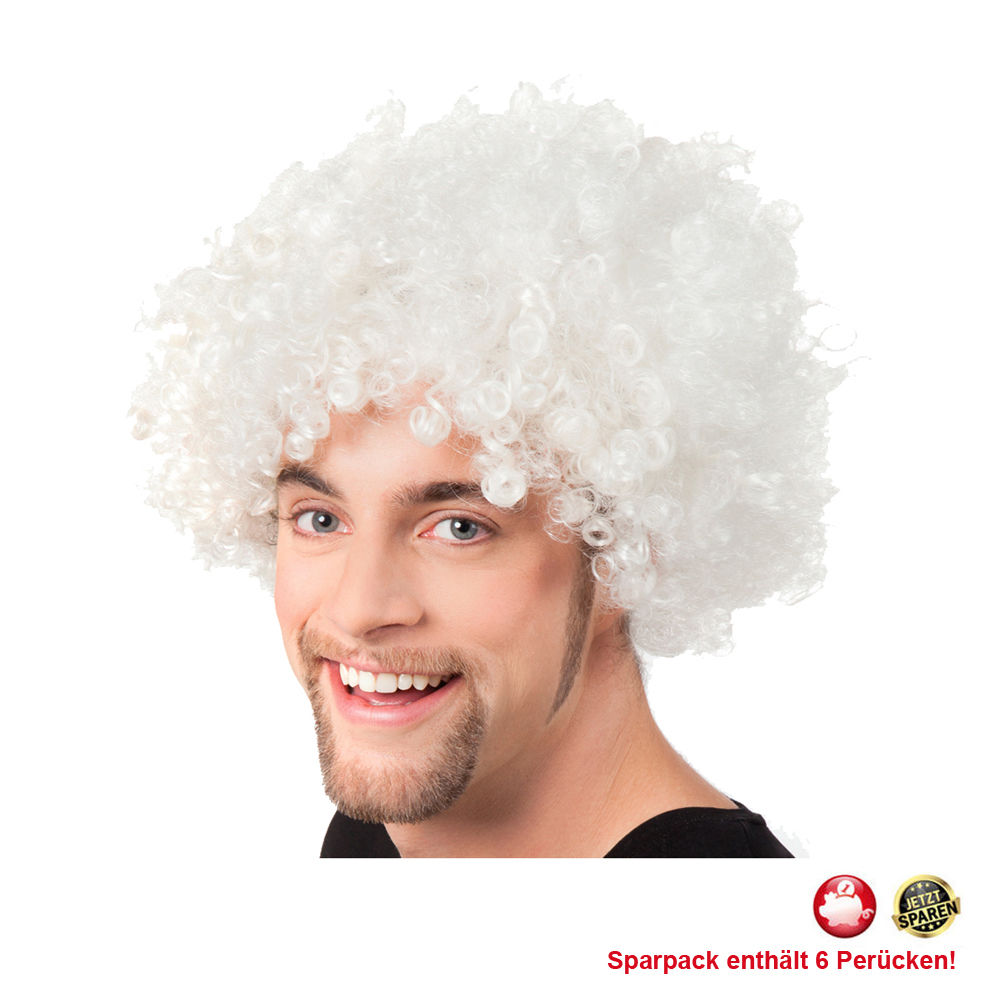 Percke Unisex Herren Super-Riesen-Afro Locken, wei - SPARPACK mit 6 Stck