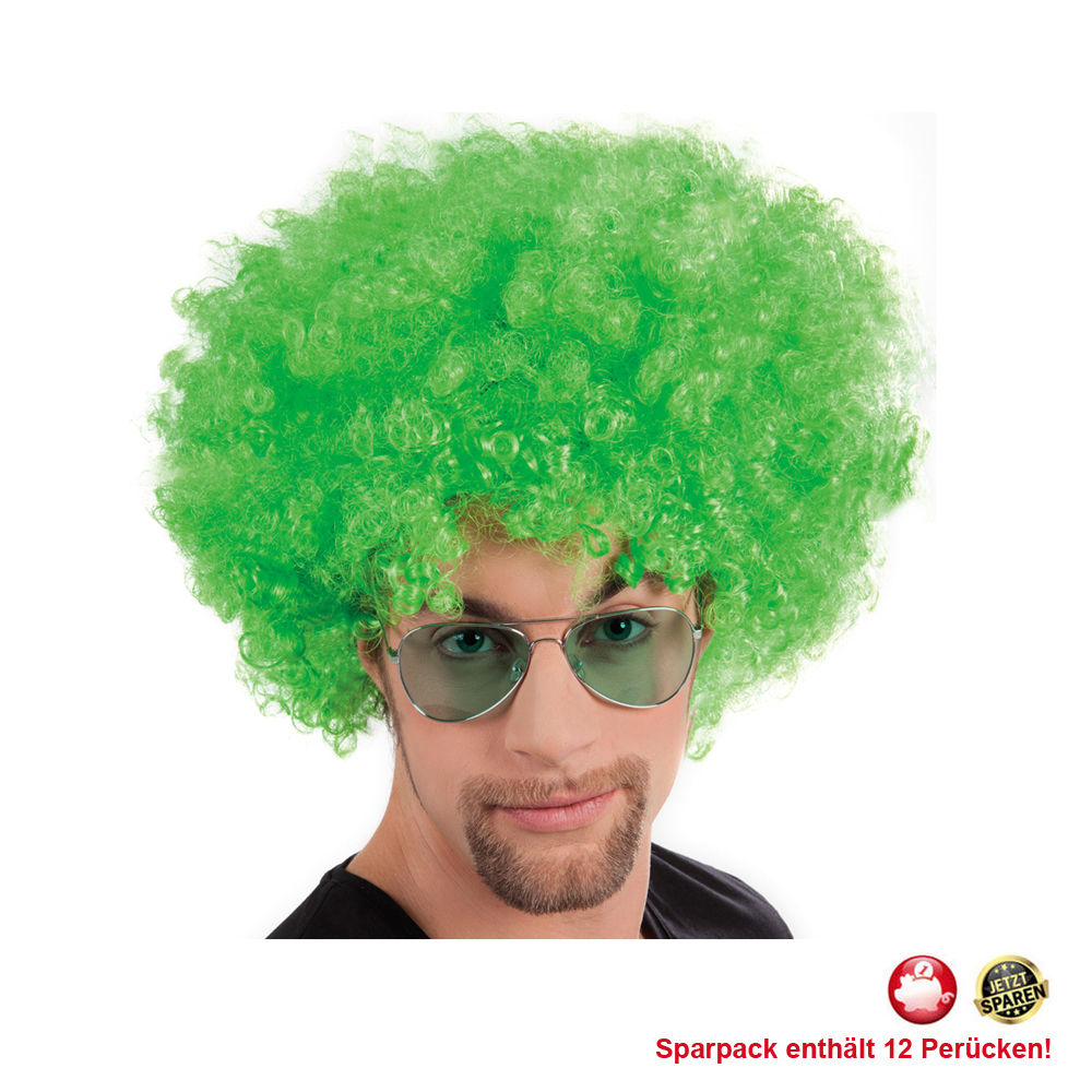 Percke Unisex Herren Super-Riesen-Afro Locken, grn - SPARPACK mit 12 Stck