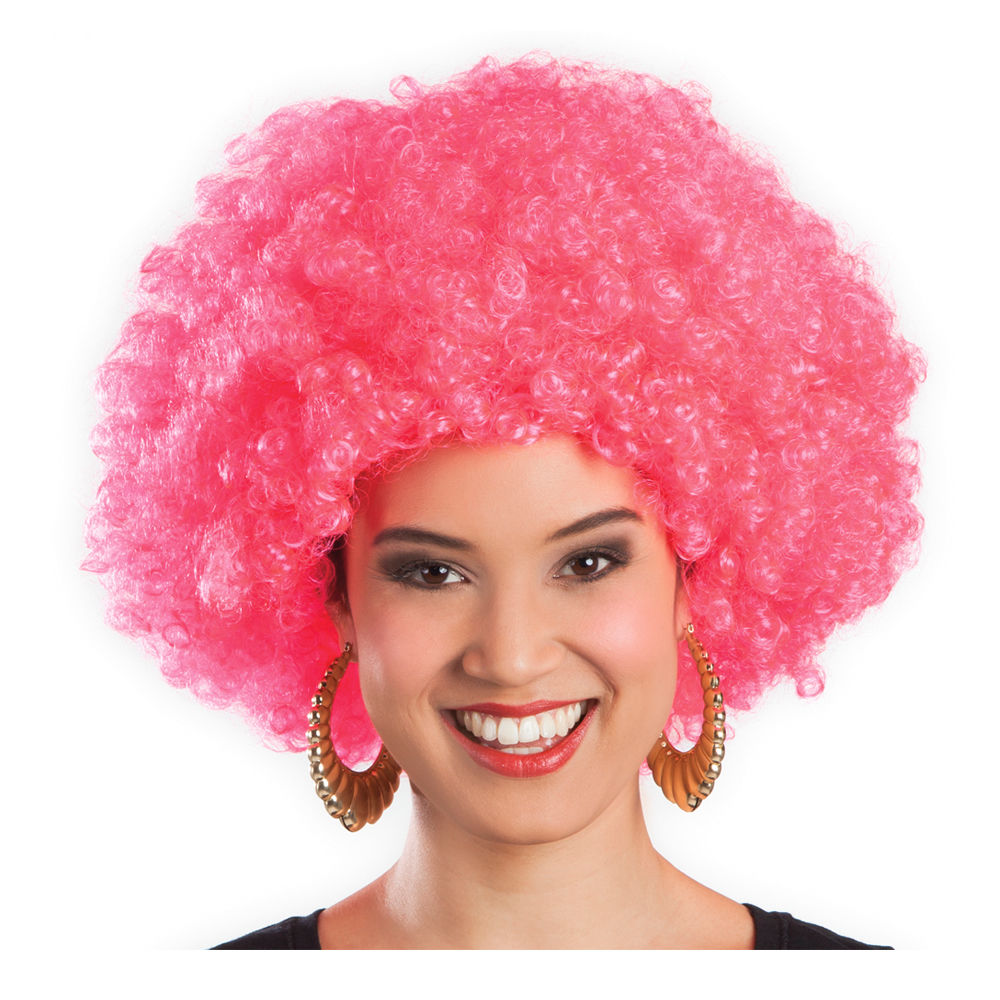 Percke Unisex Damen Super-Riesen-Afro Locken, pink - mit Haarnetz Bild 2