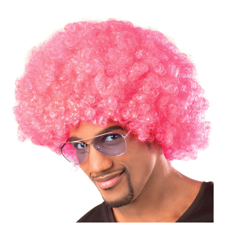Perücke Unisex Herren Super-Riesen-Afro Locken, pink - mit Haarnetz Bild 2