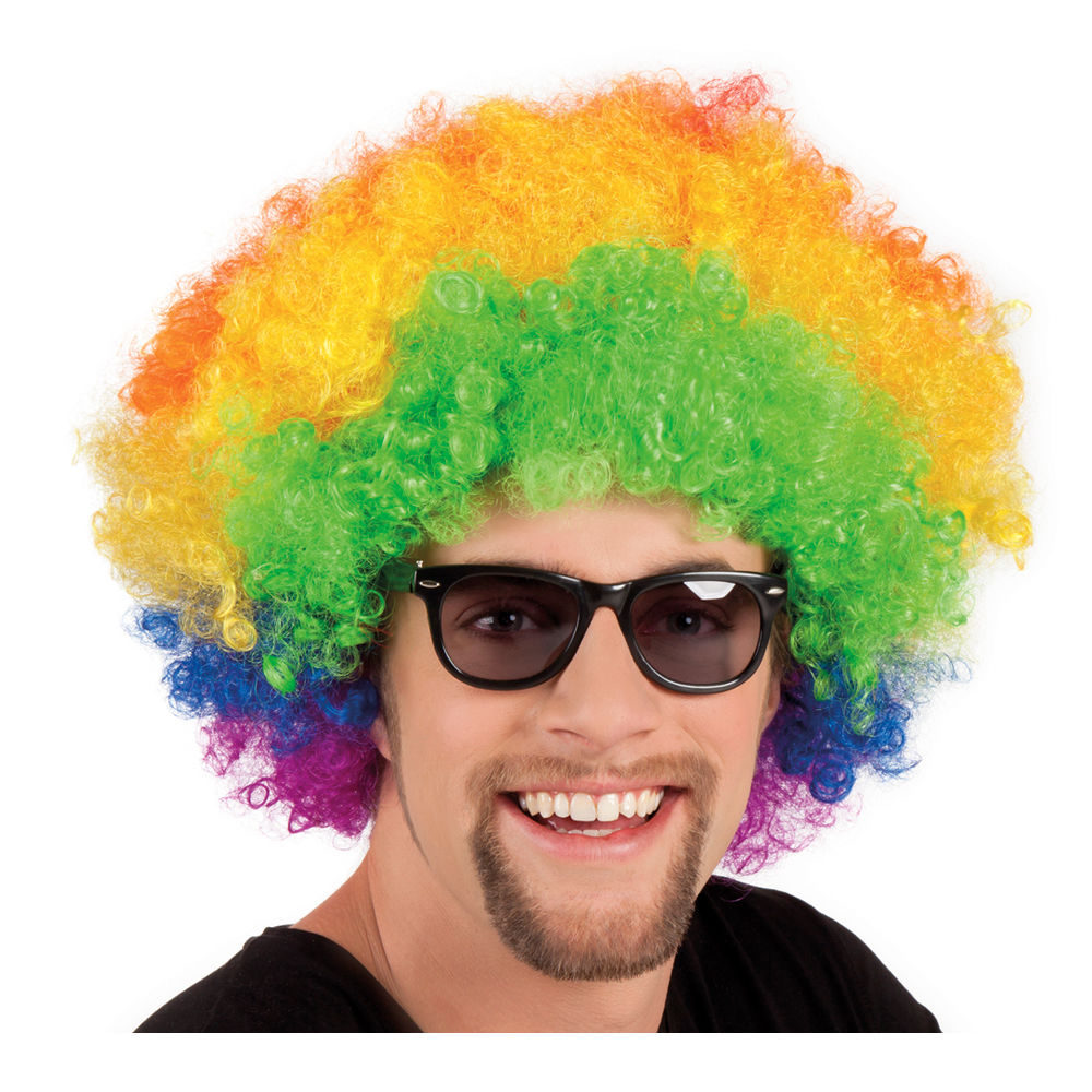 Percke Unisex Herren Super-Riesen-Afro Locken regenbogen, bunt - mit Haarnetz Bild 2