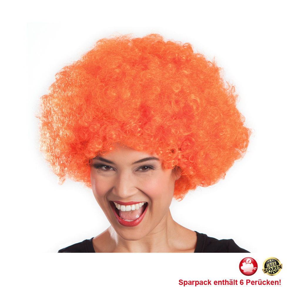 Percke Unisex Damen Super-Riesen-Afro Locken, orange - SPARPACK mit 6 Stck