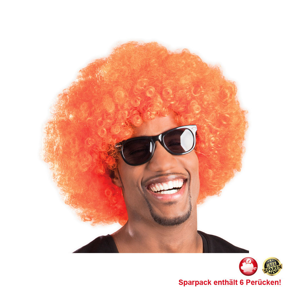 Percke Unisex Herren Super-Riesen-Afro Locken, orange - SPARPACK mit 6 Stck