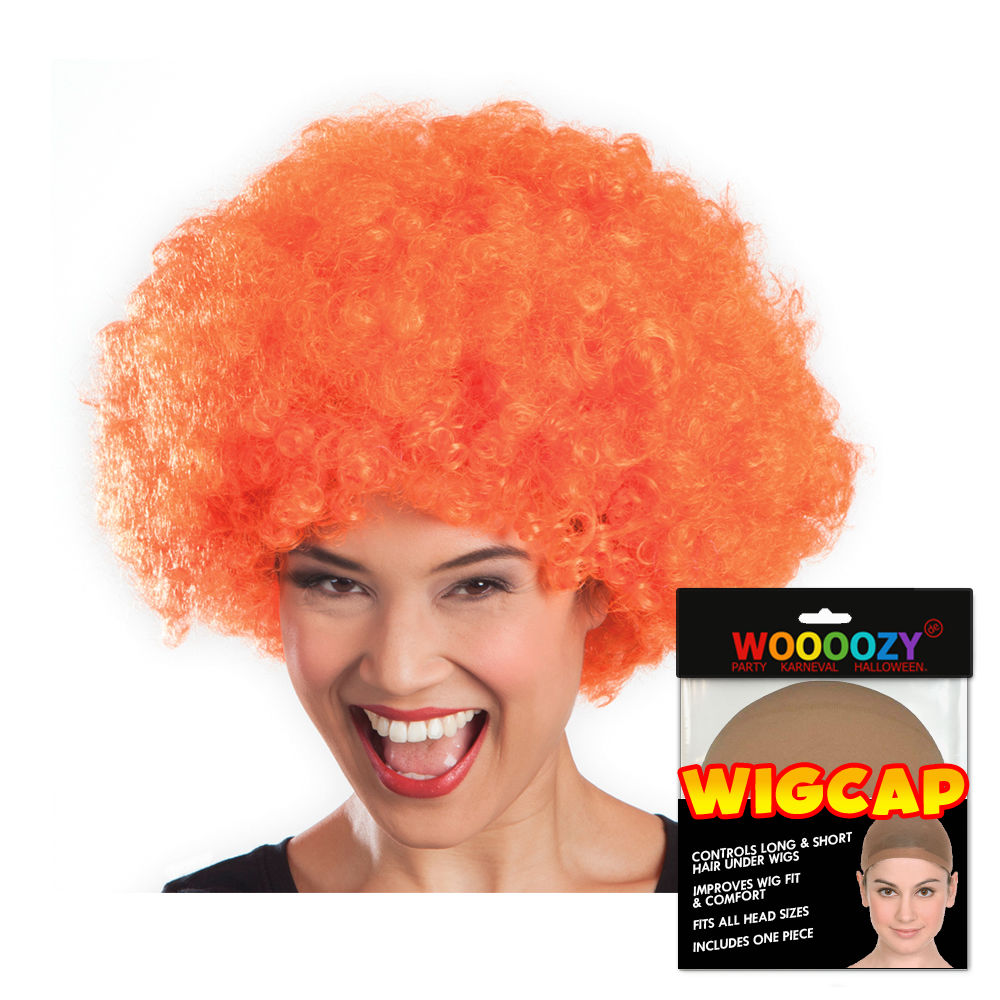 Perücke Unisex Damen Super-Riesen-Afro Locken, orange - mit Haarnetz