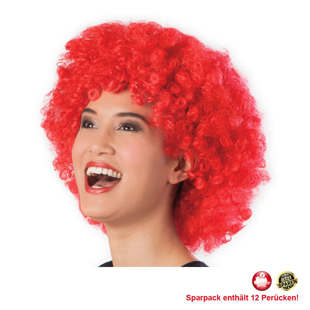 Percke Unisex Damen Super-Riesen-Afro Locken, rot - SPARPACK mit 12 Stck